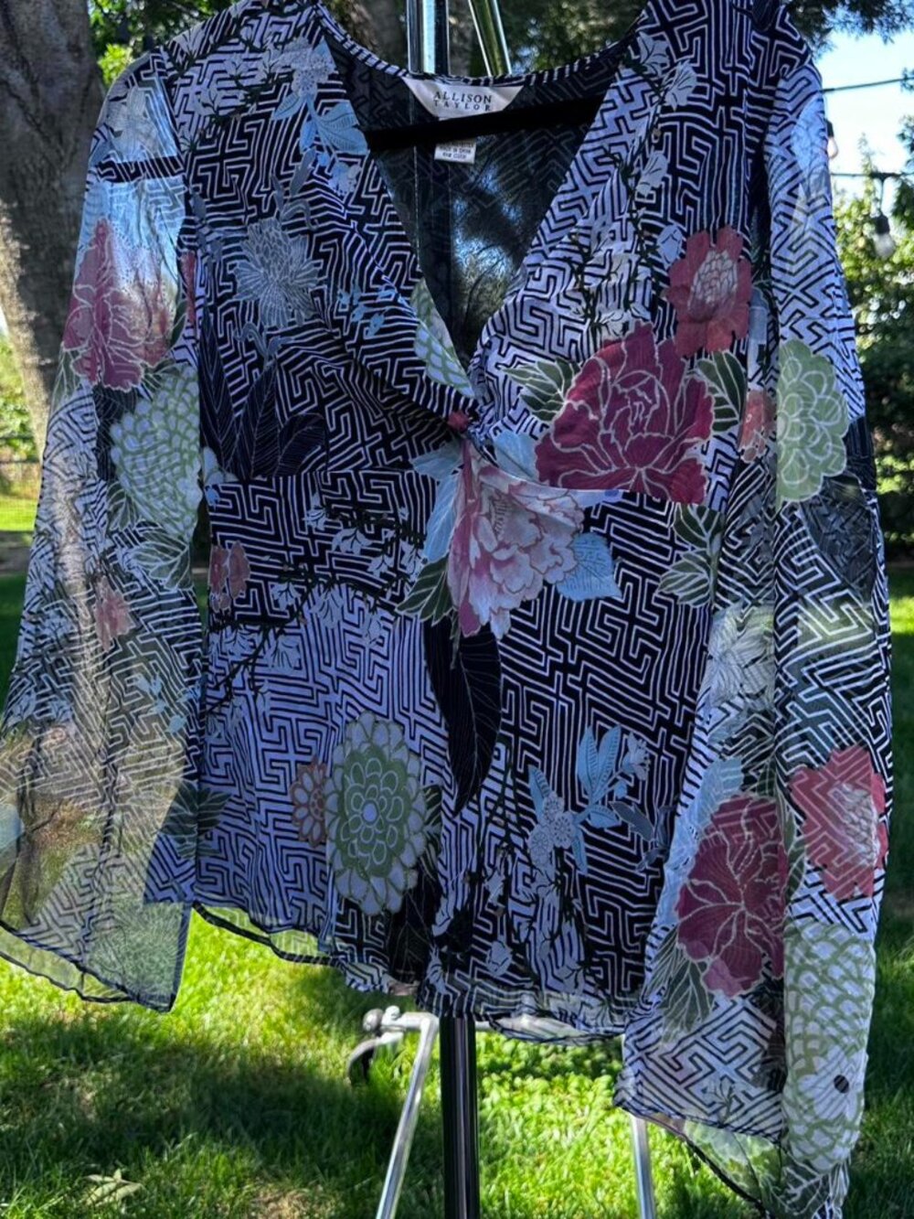 Y2K Whimsygoth Long Sleeve 100% Silk Top By Alison Taylor Size M